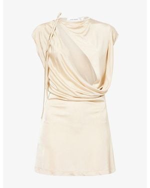 AYA MUSE Nyra Asymmetric Satin Mini Dress - Natural
