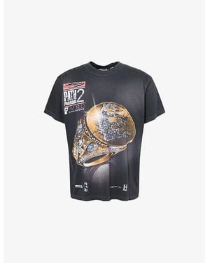 HELLSTAR Graphic-Print Relaxed-Fit Cotton T-Shirt - Blue