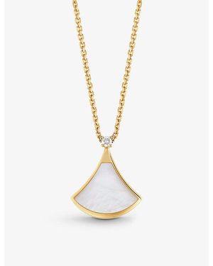 BVLGARI Divas' Dream 18Ct, Mother-Of-Pearl And 0.03Ct Diamond Pendant Necklace - White