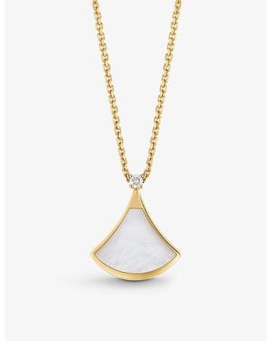 BVLGARI Divas' Dream 18Ct, Mother-Of-Pearl And 0.03Ct Diamond Pendant Necklace - White