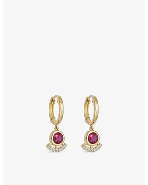 Astley Clarke Icon 14Ct- Ruby And 0.055Ct Lab-Grown Diamond Drop Huggies - Metallic