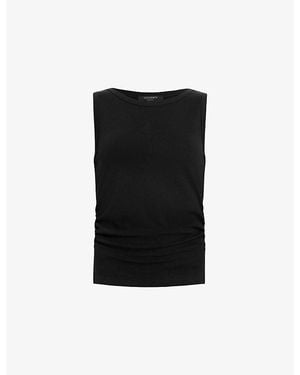 AllSaints Katarina Straight-Neck Sleeveless Cotton Tank - Black
