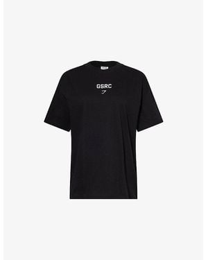 GYMSHARK Running Graphic Oversized Cotton-Jersey T-Shirt - Black