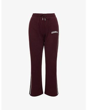 ADANOLA Varsity Loose-Fit Straight-Leg Cotton-Jersey Jogging Bottoms - Red