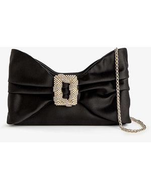 Rodo Cecilia Bow-shaped Satin Clutch Bag - Black