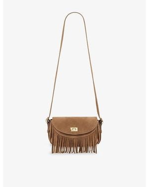 Sandro Mini Mambo Suede Cross Body Bag - White