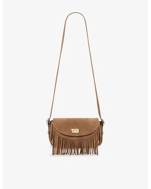 Sandro Mini Mambo Suede Cross Body Bag - White
