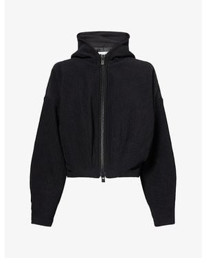 CFCL Padded Hypha Cropped Hooded Knitted Bomber Jacket - Black