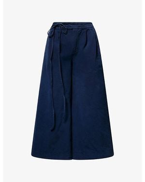 Damson Madder Lotta Wide-Leg Cotton Trousers - Blue