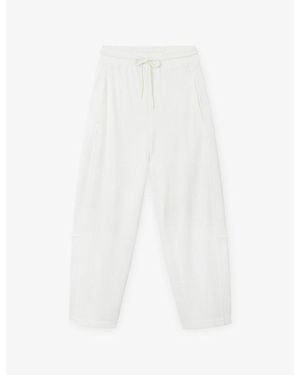 The White Company Seam-Detail Barrel-Leg Cotton-Jersey Jogging Bottoms - White
