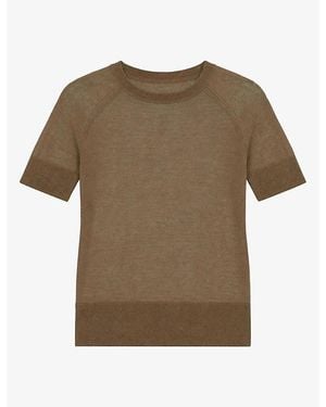 JOSEPH Poena Round-Neck Short-Sleeve Cashmere Top - Green