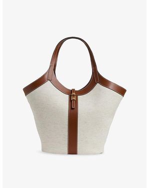 Reiss Lyra Leather And Canvas Tote Bag - Brown