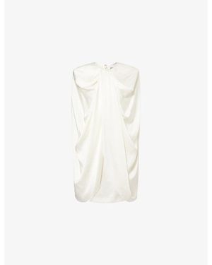 Stella McCartney Draped Cape Satin Mini Dress - White