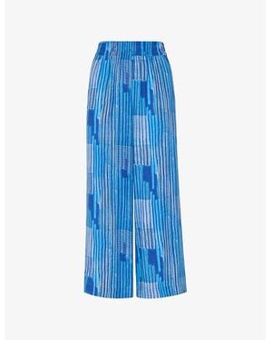 Whistles Striped Elasticated-Waist Woven Trousers - Blue