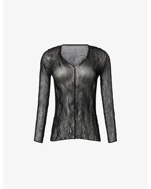 Issey Miyake Chiffon Twist Pleats Shirt - Black