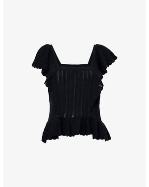 PAIGE Kai Square-Neckline Cotton And Silk Blend Top - Black