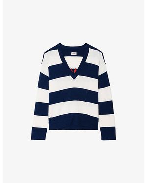 Zadig & Voltaire Mikyz Wings-Intarsia Wool And Cashmere Jumper - Blue