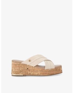 Carvela Kurt Geiger Fresco Cross-Strap Leather Wedges - Natural