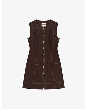 OMNES Raphi Button-Front Linen-Blend Mini Dress - Brown