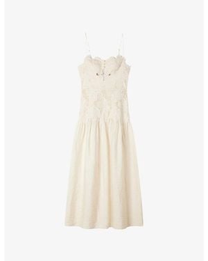 Sandro Sleeveless Floral Lace Maxi Dress - White