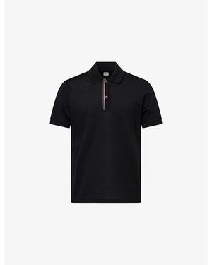 Paul Smith Striped Short-Sleeve Cotton Polo Shirt - Black