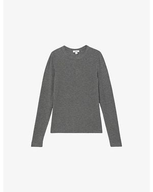 Reiss Arabelle Round-Neck Stretch-Jersey Top - Grey