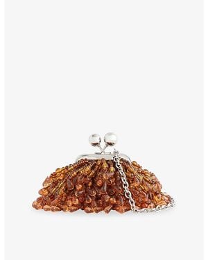 Weekend by Maxmara Nano Pasticcino Bead-Embellished Clutch Bag - Brown