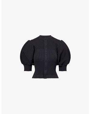CFCL Fluted Puffed-Sleeves Knitted Cardigan - Blue