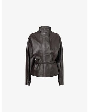 Jacquemus The Ciro Belted Leather Blouson Jacket - Black
