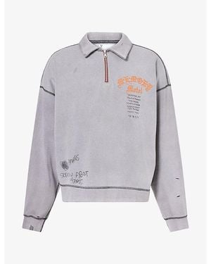 Paly Hollywood Sorry 'Bout That Crewneck Cotton-Blend Sweatshirt - Grey