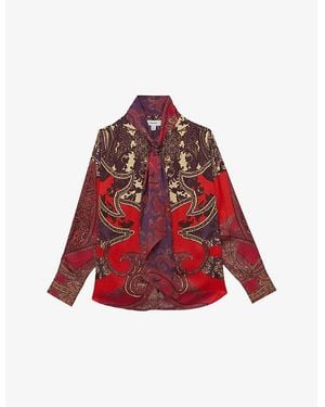 Reiss Jade Paisley-Print Woven Top - Red