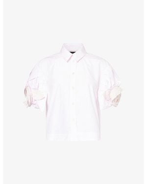Simone Rocha Rose Puff-Trim Cotton Shirt - White