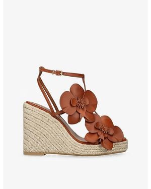 Zimmermann Orchid Leather Espadrille Wedges - Brown