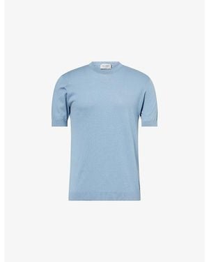 John Smedley Torin Short-Sleeve Cotton-Jersey T-Shirt - Blue