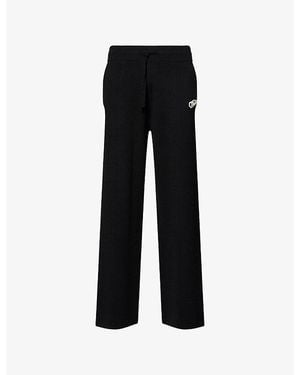 CASABLANCA Wide-Leg Ribbed Wool-Blend Pants - Black