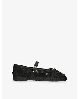 Flabelus Pierre Lace Velvet Ballet Flats - Black