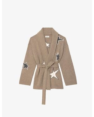 Zadig & Voltaire Alpa Star-Pattern Wool And Cashmere Jacket - Natural