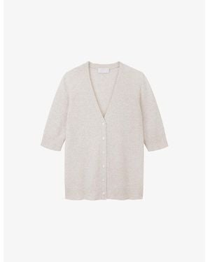 The White Company V-Neck Short-Sleeve Wool And Cashmere-Blend Cardigan - White