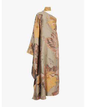 Taller Marmo Hardison One-Sleeve Woven Maxi Dress - Metallic