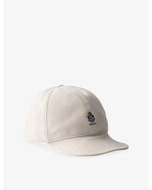 Prada Brand-Embroidered Cotton-Piqué Cap - White