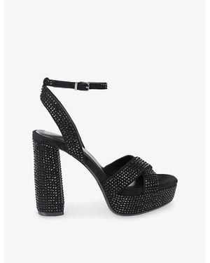 KG by Kurt Geiger Silo Beaded Woven Heeled Sandals - Black