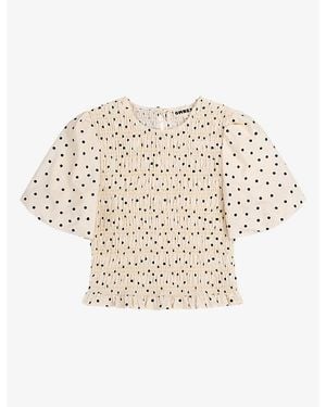 OMNES Nicolla Shirred-Bodice Linen-Blend Top - Natural