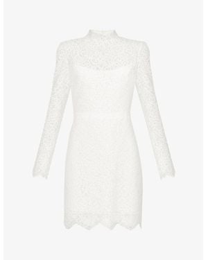 Jenny Yoo Hart High-neck Stretch-lace Mini Dress - White