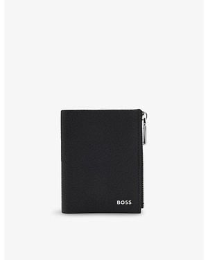 BOSS Zipped 6-Slot Leather Wallet - Black
