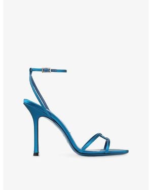 Jimmy Choo 1998 Leo 100 Satin Heels - Blue