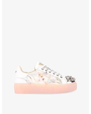 Kurt Geiger Crystal Embellished Leather Trainers - Pink