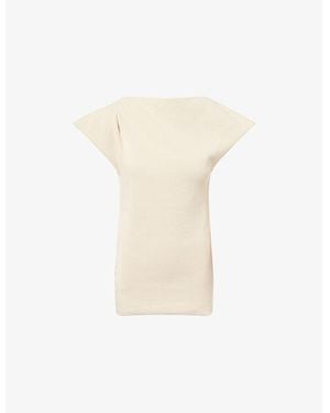 Dissh Lia Asymmetric Cotton-Blend Knit Top - White