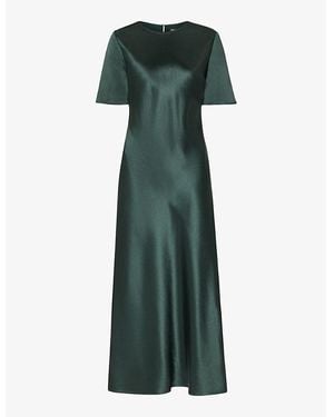 Whistles Dark Avery Twist-Design Satin Midi Dress - Green