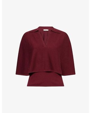 Jonathan Simkhai Vinna Cape Wool Polo Top - Red