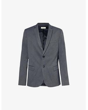 IKKS Single-Breasted Notched-Lapel Woven-Blend Blazer - Blue